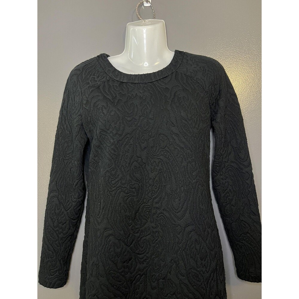 Banana Republic Dress Womens 2 Black Jacquard Knit Long Sleeve Shift Knee Length